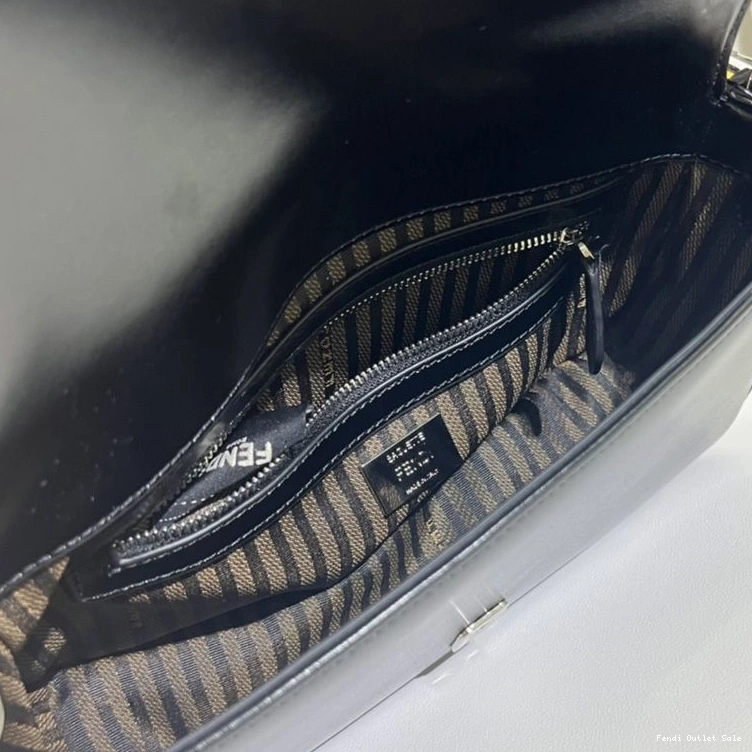 Affordable Medium Leather Bag Black Baguette Fendi Tiffany In Smooth 0812